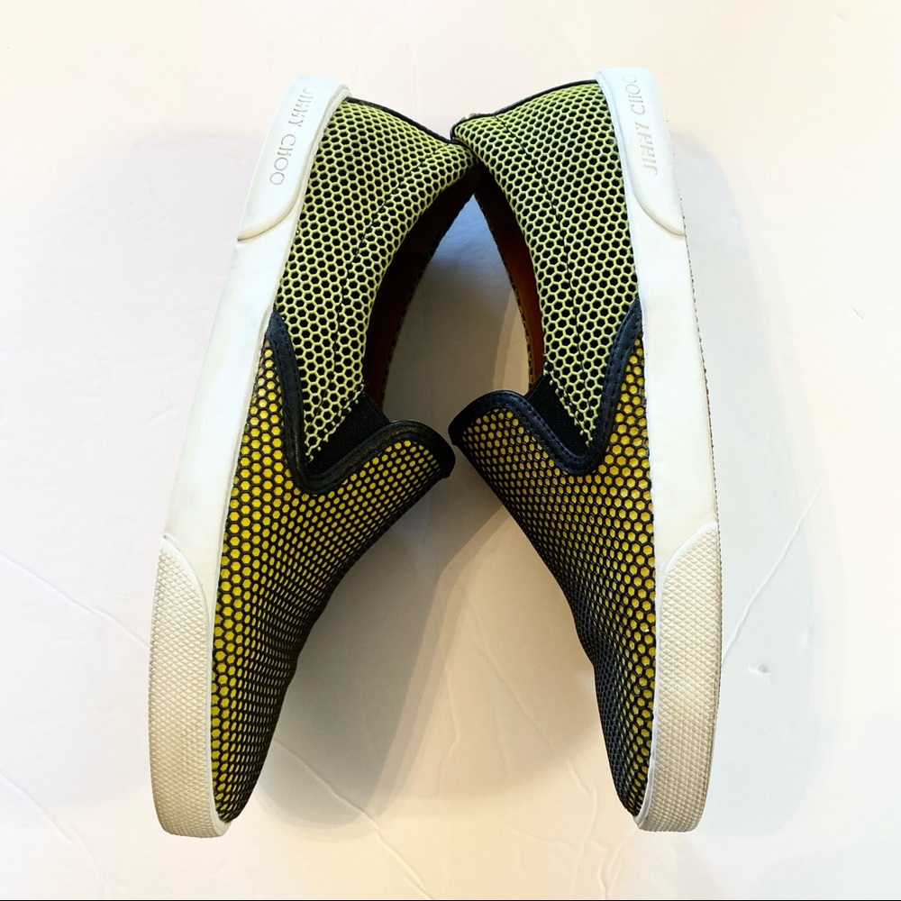 Jimmy Choo slip on shoes demi honeycomb skate sneakers acid yellow neon - Picture 2 of 8